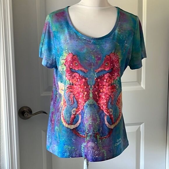 Colorful Seahorse Print Women's Top - Picture 6 of 6
